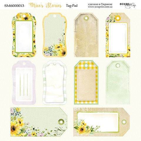 Лист бумаги 20*20 см из коллекции "Mice's Stories" Tag-Pad (Тэги) (Скрапмир, Украина)   