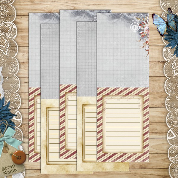 Набор листов 10х30 см из коллекции "Волшебник" Журналинг, 5 листов (ScrapMania) 