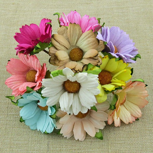 Набор больших хризантем, 4,5 см, Разноцветный микс, 50 штук