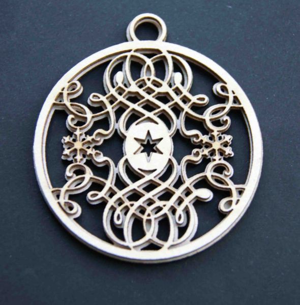 Фигура из чипборда "Шарик елочный двойной с узором №2", 2 штуки в комплекте (By Mama Yaga, Россия) 