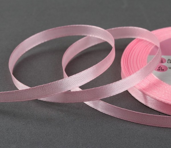 Лента декоративная атласная, 6 мм, цвет Жемчужно-розовый, от 1 ярда по выбору (Gamma)  