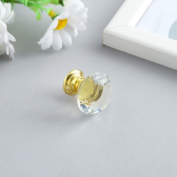 Декоративная ручка для шкатулки "Кристалл", 2,5 см, цвет Золото, 1 шт. (Россия)