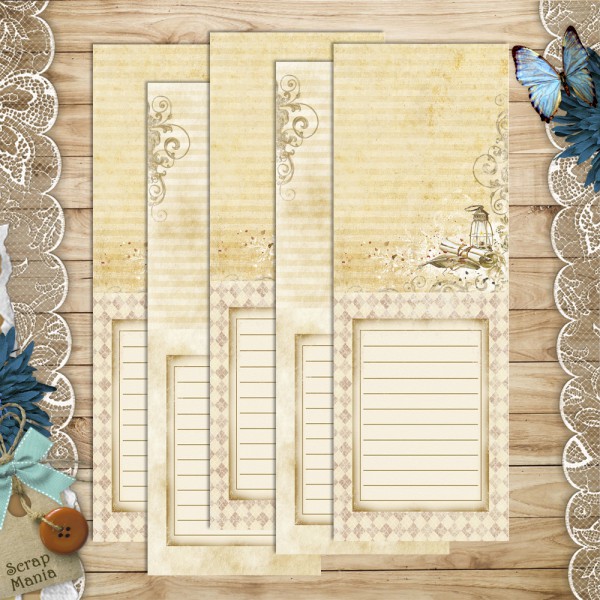 Набор листов 10х30 см из коллекции "Волшебник" Журналинг-2, 5 листов (ScrapMania) 