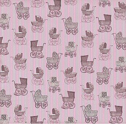 Бумага из коллекции "Малыш и малышка" Розовые коляски (Craft Premier)