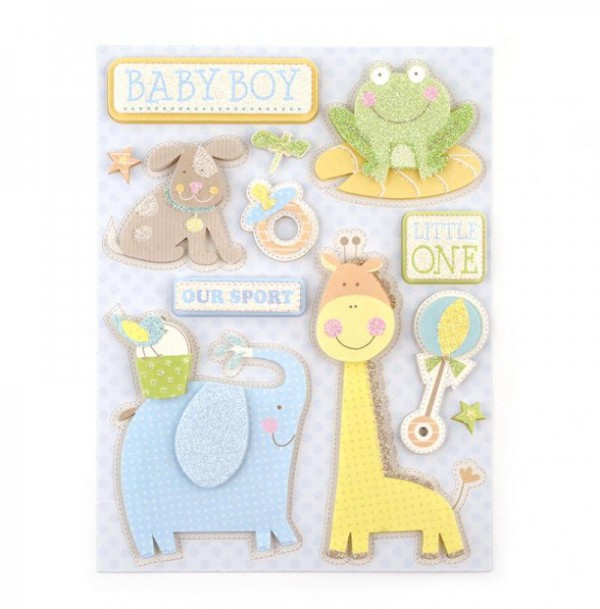 Набор многослойных стикеров с глиттером "Малыш" из коллекции "Animal Tales (K & Company)