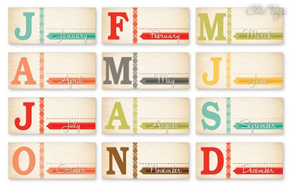 Набор тэгов из коллекции Everyday Life II "Month Tags" (Chic Tags)