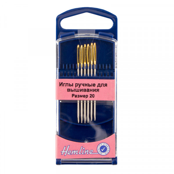 Иглы для вышивания с закруглённым кончиком в пластиковом контейнере №20, 6 шт (Hemline)