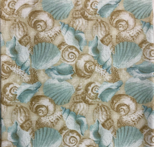 Отрез ткани для пэчворка, коллекция Tropical Dreams, Tropical all-over 4298, цвет Бежево-голубой, 50*55 см, 100% хлопок (США)