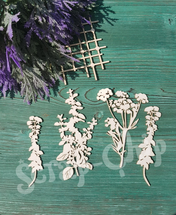 Набор фигур из чипборда "Полевые растения", 4 элемента(Scrap-Chip, Россия)