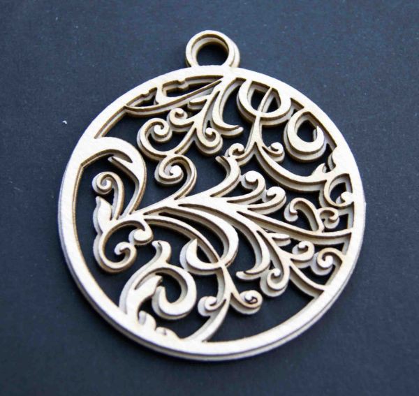 Фигура из чипборда "Шарик елочный двойной с узором №1", 2 штуки в комплекте (By Mama Yaga, Россия)  