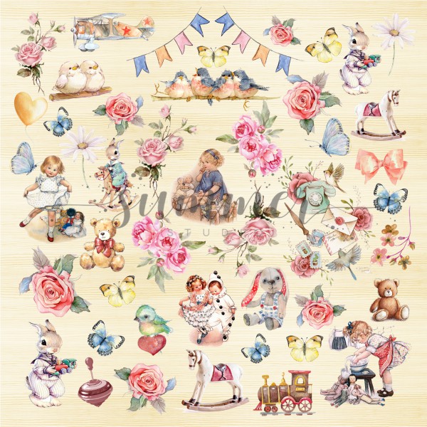 Бумага из коллекции "My hunny bunny" Оur childhood (для разрезания) (Summer Studio, Россия)