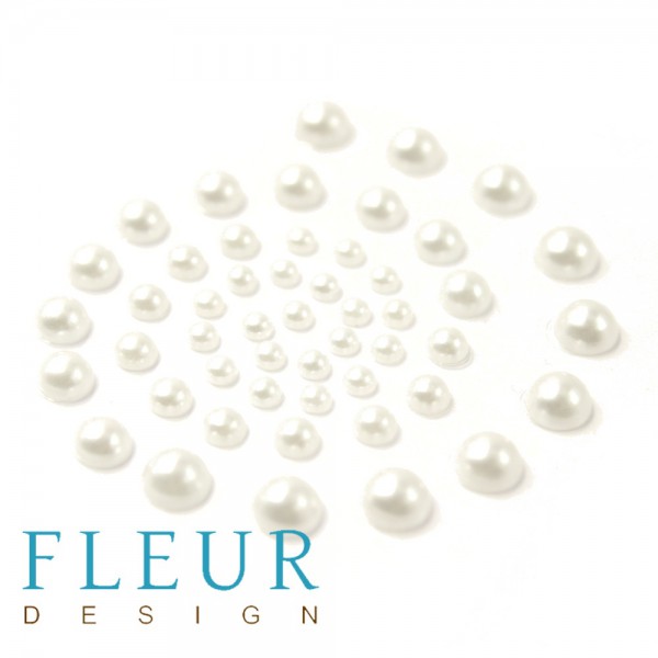 Набор самоклеящихся полужемчужин, цвет Белый, 50 шт. (Fleur Design) 