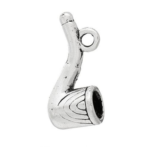 Подвеска металлическая 3D "Трубка курительная", цвет Серебро, 1 шт.
