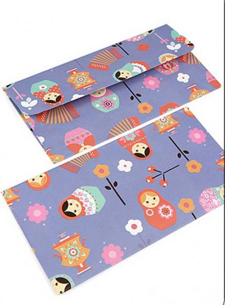 Конверт из крафт-бумаги с принтом "Русские традиции", 1 шт. 