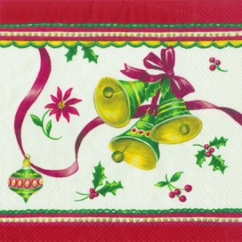Салфетка 33*33 см "Рождественские колокольчики", 1 штука (IHR)  
