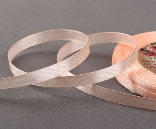 Лента декоративная атласная, 6 мм, цвет Нежно-Персиковый, от 1 ярда по выбору (Gamma) 