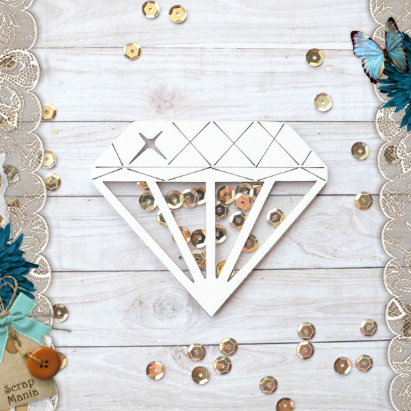 Украшение из чипборда из коллекции "Свадебный букет" Шейкер. Брилиант, размер Большой/Маленький (ScrapMania)