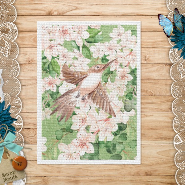 Тканевая карточка из коллекции "Пробуждение природы" Птица (ScrapMania)