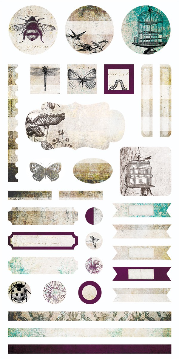 Набор стикеров "Элементы" из коллекции "Garden Party",  15*30,5 см (7Dots Studio)  