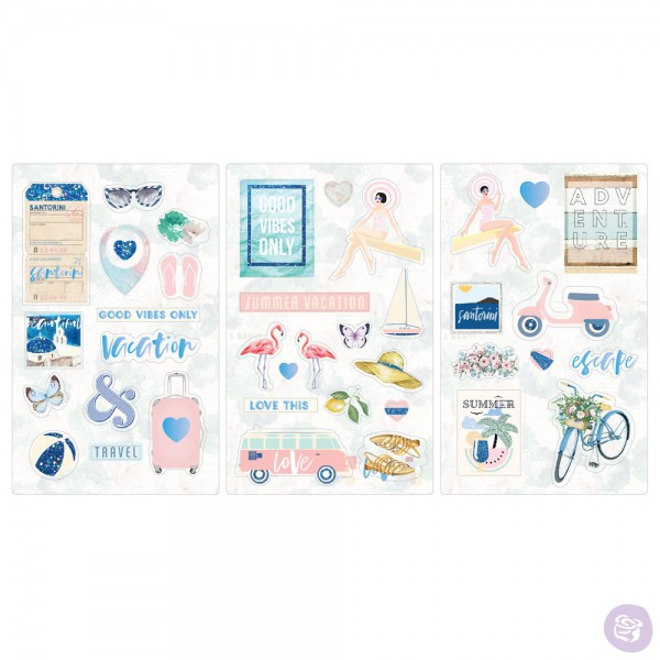 Набор чипбордовых стикеров из коллекции "Santorini", 38 шт. (Prima) 
