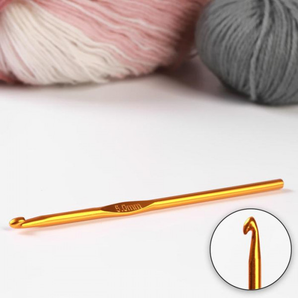 Крючок для вязания, длина 15 см, алюминий, d=5 мм/8 мм, по выбору (Артузор)