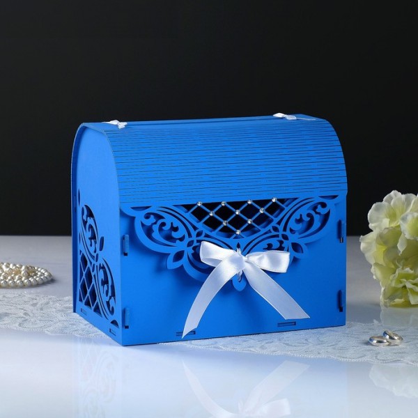 Семейный банк "Ажурный", со стразами, цвет Синий, 23,5х17х20 см