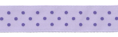 Атласная лента с рисунком "Горошек", ширина 12 мм, цвет Сиреневый, 1 метр