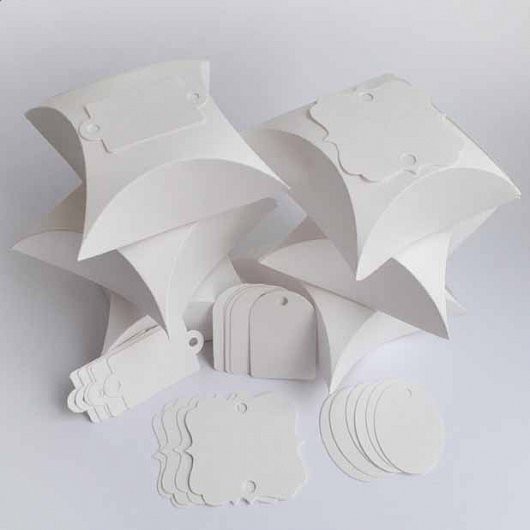 Заготовки для бонбоньерок #2 "Подушечка", 6 комплектов. Цвет Белый, фактура Яичная сколупа