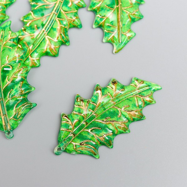 Декоративная фигурка "Дубовый лист" цвет Зеленый/Золото, смола (Артузор)