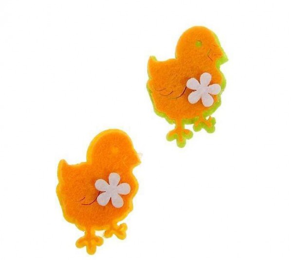 Украшение из фетра "Цыпленок" 3*4,5 см, 2 шт