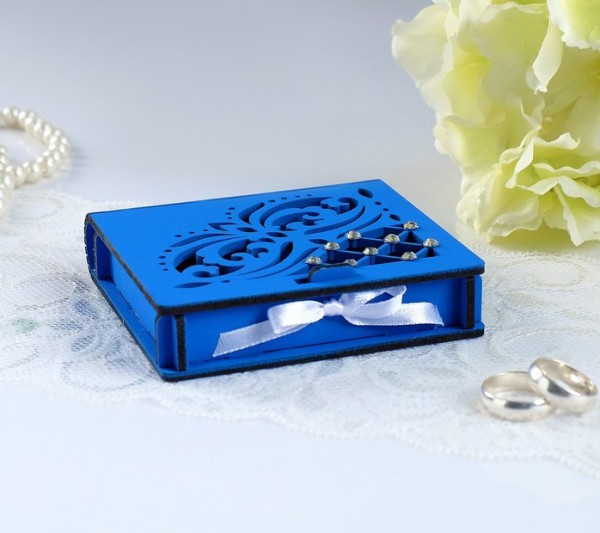 Шкатулка под кольца "Ажурная", цвет Синий, 10х9,5х2,6 см