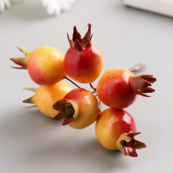 Набор декоративных букетиков "Гранат" 6 шт, Цвет: Красно-жёлтый