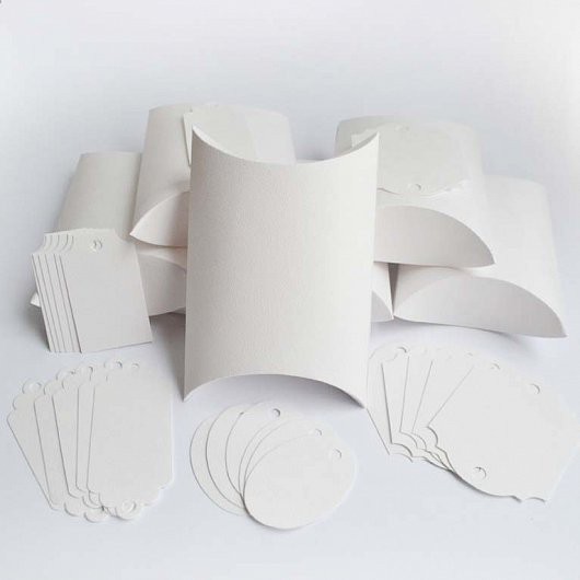 Заготовки для бонбоньерок #3 "Подушечка", 6 комплектов. Цвет Белый, фактура Яичная сколупа 