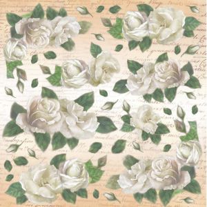 Салфетка рисовая для декупажа "Розы и фразы" 50*50 см, 1 лист (Италия)  