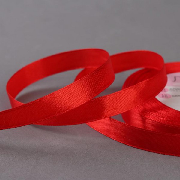 Лента декоративная атласная, 12 мм, цвет Красный, от 1 ярда по выбору (АртУзор)