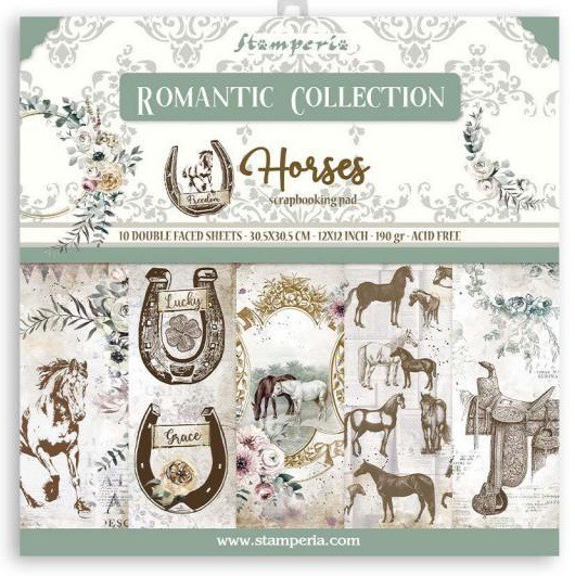 Набор бумаги из коллекции "Horses" (Лошади), 10 листов (Stamperia)