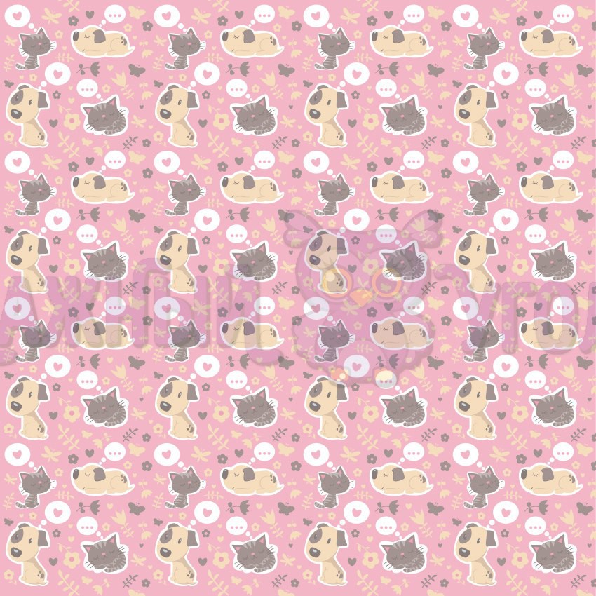 Бумага 30*30 см из коллекции "Наши детки! Девочки!" Кошки/Собаки (Бумажный уголок, Россия)