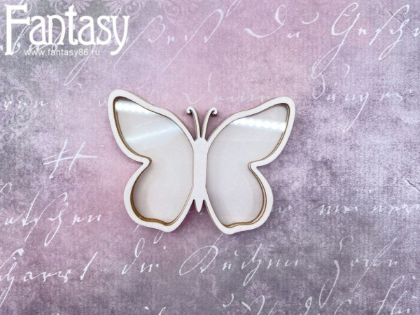 Украшение из чипборда Шейкер. Бабочка, размер 6,5*8,5 см, коллекция "Дверь в лето" (Fantasy, Россия)