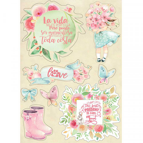 Набор высечных декоративных элементов из дерева коллекции "Круговорот любви" (Stamperia)