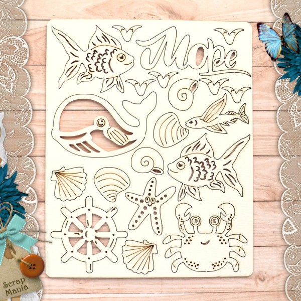 Набор чипборда из коллекции "Морячок" Рыбки (ScrapMania) 