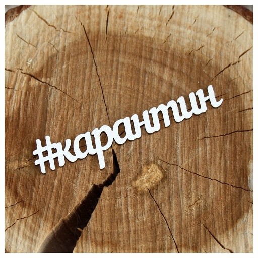 Надпись из чипборда "#карантин" из коллекции "Оставайся дома" (Россия)