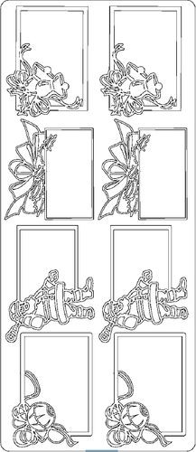 Контурные наклейки "Новогодние рамочки", цвет Серебро (Scrapberry's)   