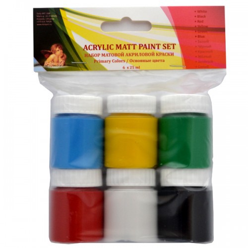 Уценка! Набор матовой акриловой краски "Основные цвета", 6*25 мл (Daily ART)