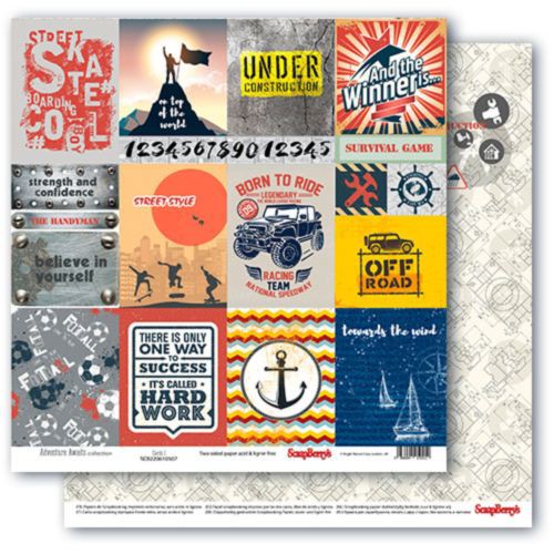 Бумага из коллекции "Мужские хобби"  Карточки #1 (Scrapberry's) 