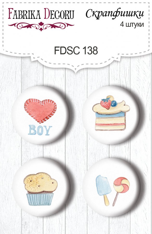 Набор скрап-фишек из коллекции "Sweet baby Boy" #138, 4 штуки (Фабрика декору, Украина)