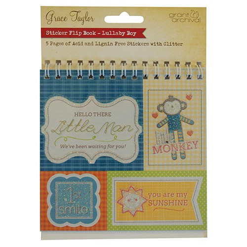 Набор стикеров с глиттером Baby Boy, книжечка 5 листов, из коллекции Колыбельная (Lullaby) Grace Taylor  