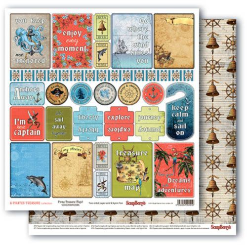 Бумага из коллекции "Сокровище пиратов" Карточки-2 АНГЛ. (для разрезания) (Scrapberry's)