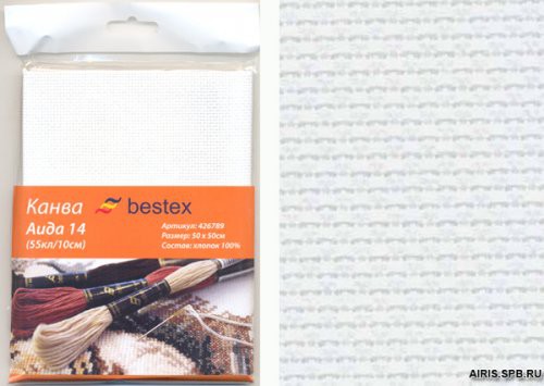 Канва Аида 14 Bestex , цвет Белый, 50х50см