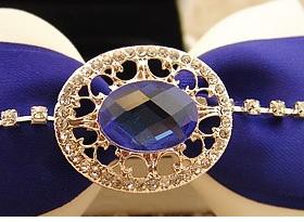 Декоративное украшение, размер 32*26 мм, цвет Золото/Сапфир