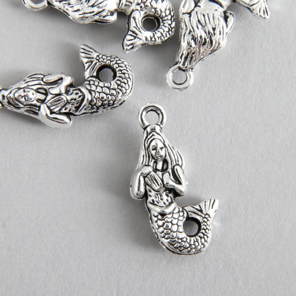 Подвеска металлическая "Русалочка", цвет Серебро, 1 шт. 